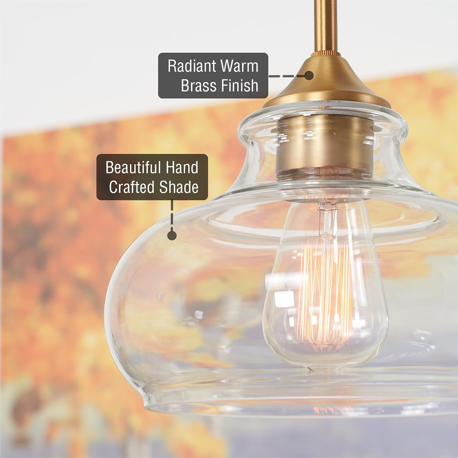 Kira Home Harlow 9" Modern Schoolhouse Pendant Light with Clear Glass Shade